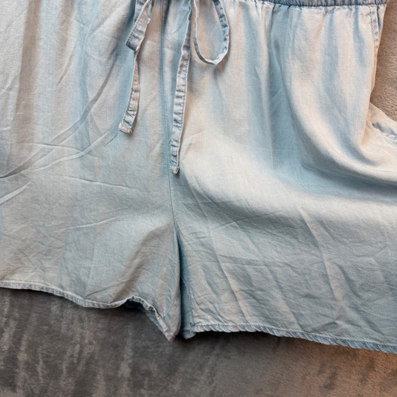 Old Navy Womens Light Wash Chambray Sleeveless Pintuck Button Front Romper Large - Picture 6 of 14